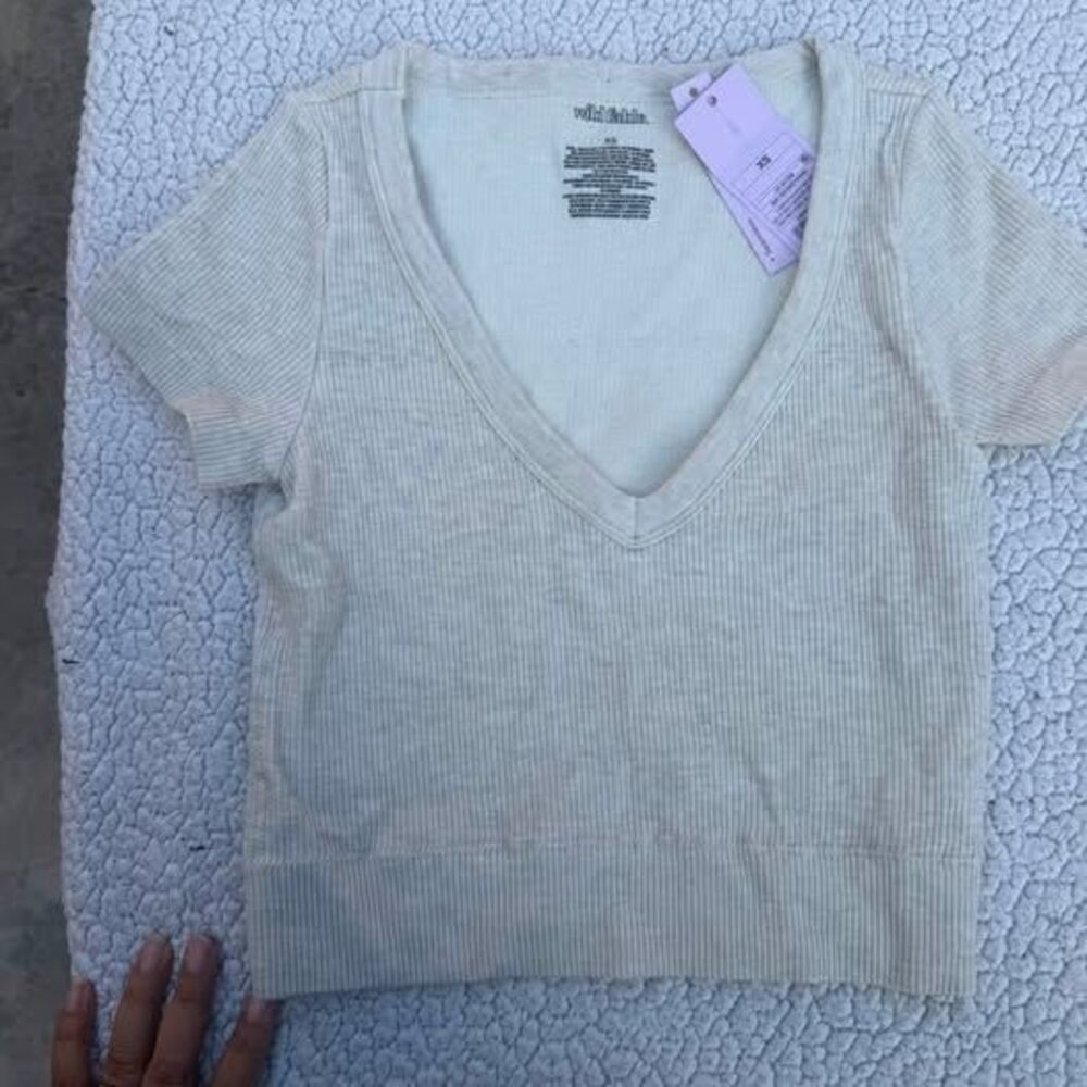 Wild Fable Seamless V-Neck Ribbed Crop Top